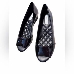 💚🌼NIB Cole Haan Women’s Black Patent Peep-Toe Flats